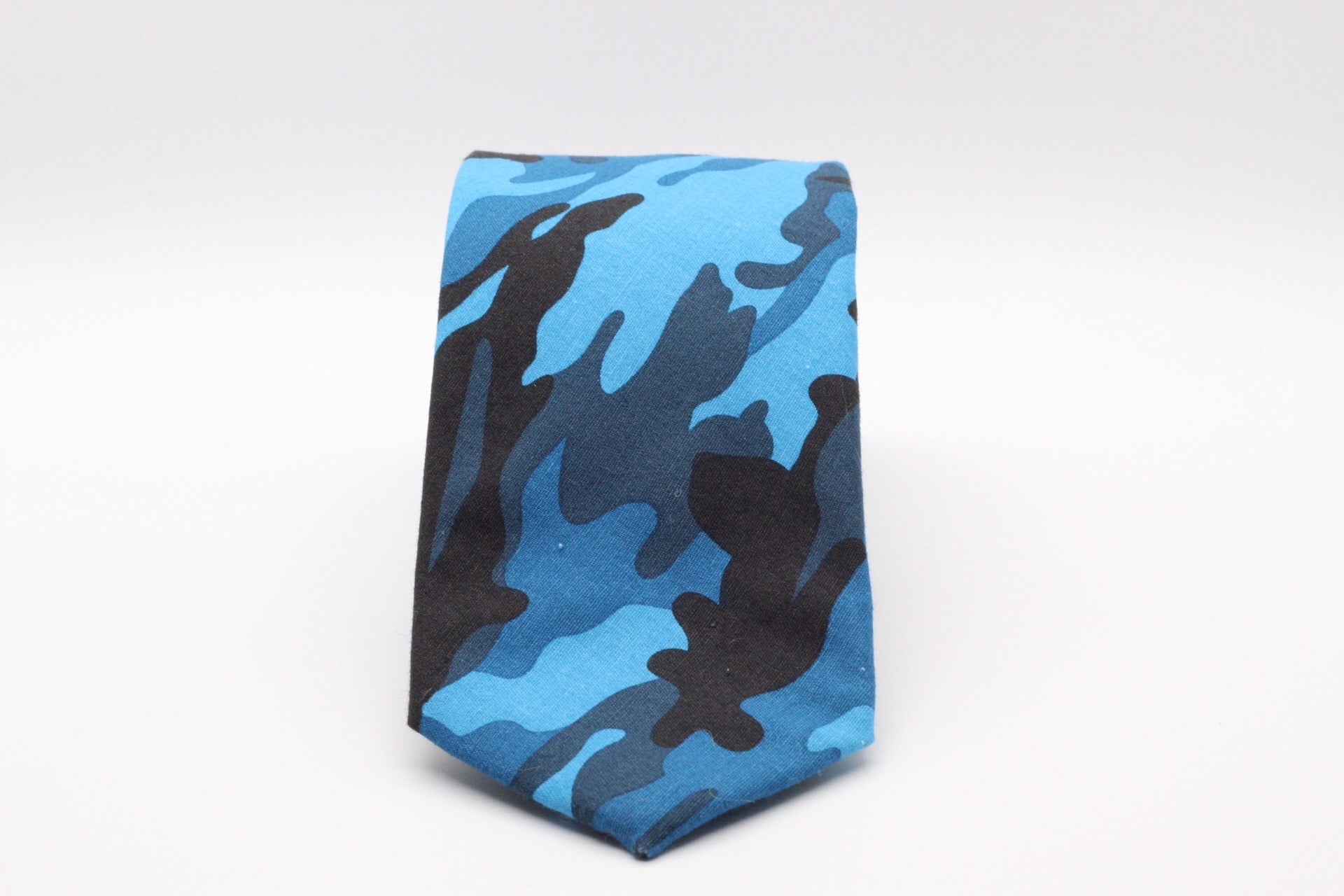 blue camouflage tie