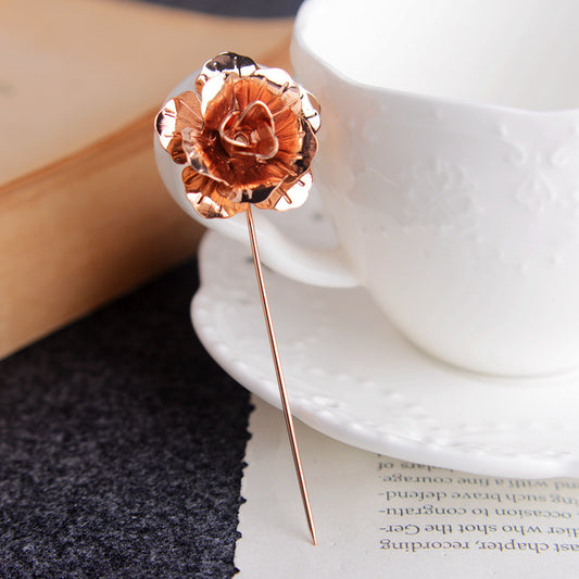 Rose Gold Flower Lapel Pin
