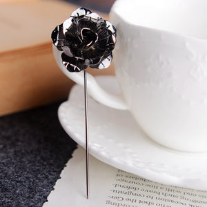 Gunmetal Flower Lapel Pin