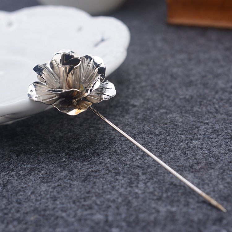 Silver Flower Lapel Pin