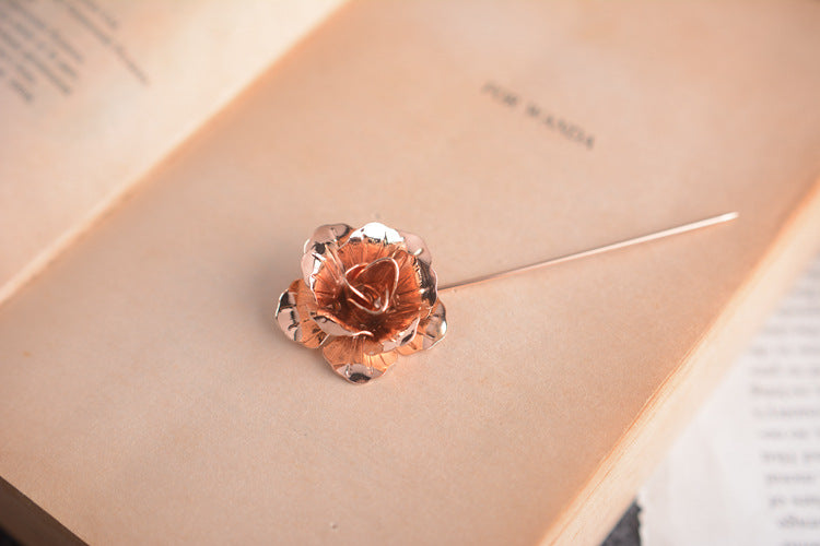 Rose Gold Flower Lapel Pin