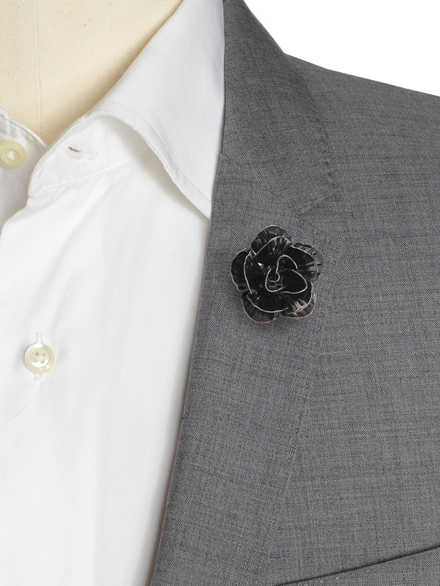 Gunmetal Flower Lapel Pin